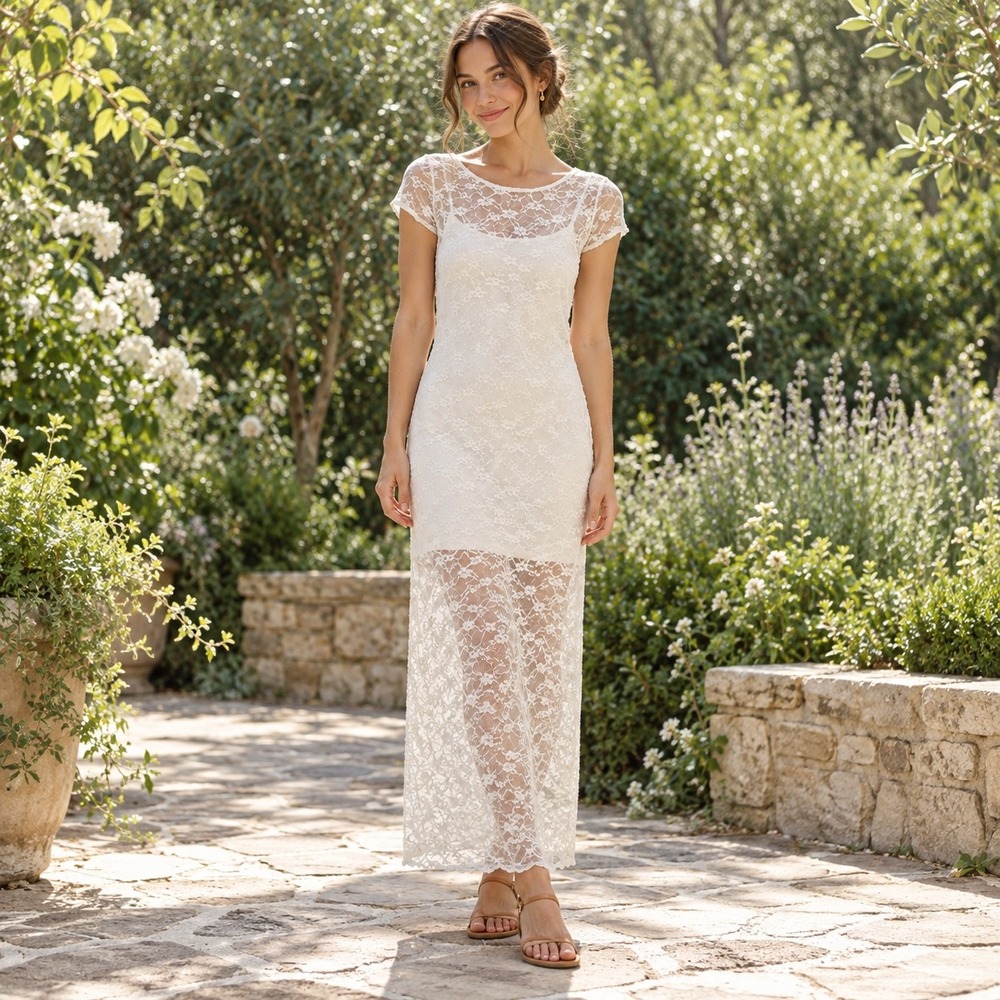 Wild Fable White Floral Lace Maxi Dress XXS NWT Boho Cottagecore